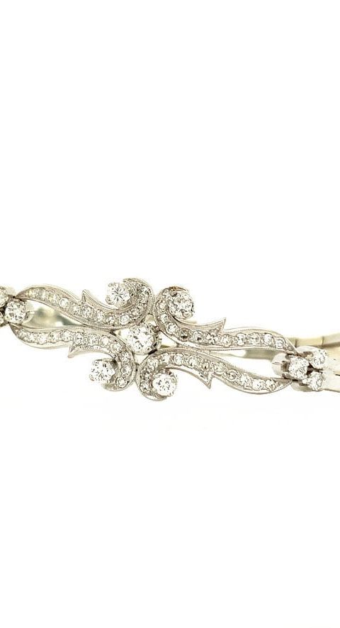 Vintage 18K White Gold Bracelet with Diamond